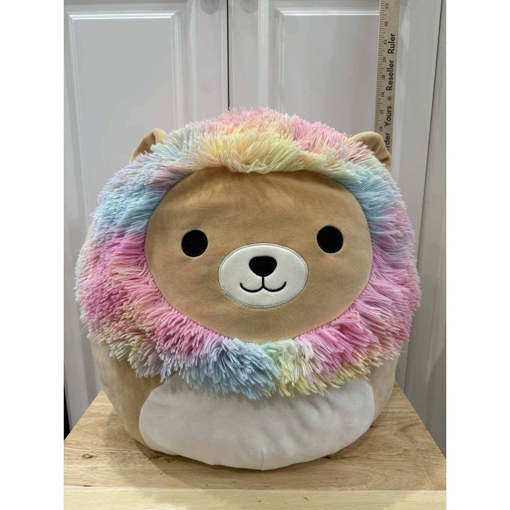 SQUISHMALLOWS Leonard Plush 16 inch Rainbow Mane Lion Stuffed Animal Kellytoy